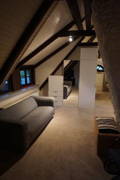 Seating area on the attic floor