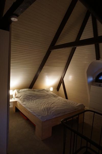 Double bed on the attic floor