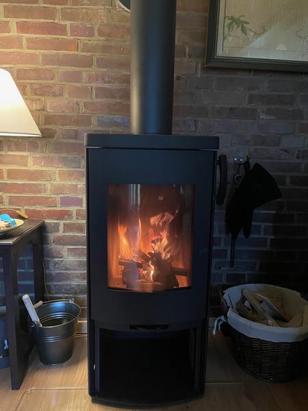 Wood-burning stove in the living room